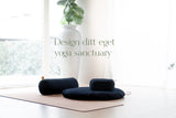 yogabolster blå mørkeblå Yoga pute yogaputer bærekratig yogautstyr nettbutikk the asanas yogapølse hvordan bruke yoga bolster