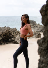 rosa ferskenfarget seamless treningstopp sportsbh tights sett Bærekraftig treningstøy