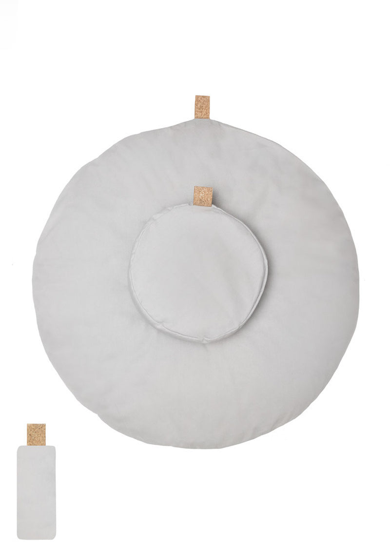 meditasjonspute sett rund zafu zabuton hvordan meditere guidet meditasjon norsk rund sittepute økologisk bomull bokhvetefyll grå mindfulness norsk guidet meditasjon hvordan meditere meditering  grå