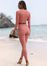rosa tights squatproof høyt liv miljøvennlig treningsklær leggings til yoga trening