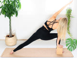 yogaklær online butikk svart tights til yoga sportsbh stropper i rygg kryss